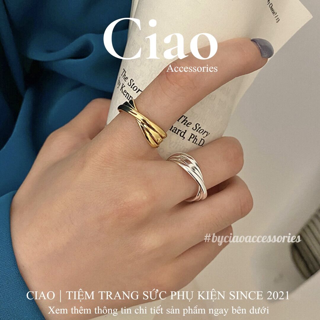 Nhẫn mạ bạc S925 thiết kế xoắn tinh tế mới lạ trendy Harvey Ciao