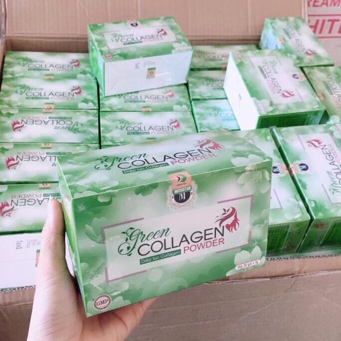 [Hcm]Diệp Lục Colagen Hộp 30 Gói Tặng Bình Nước Thuỷ Tinh