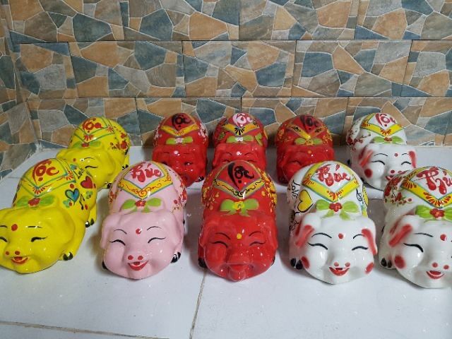 Lợn mắt híp chất liệu Gốm sứ cao cấp size 26x16x16cm