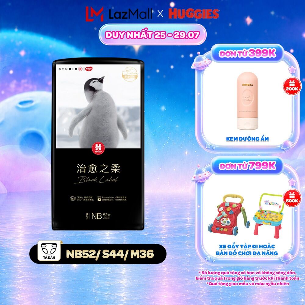 Tã dán Huggies Black Label size NB 52/S 44 miếng