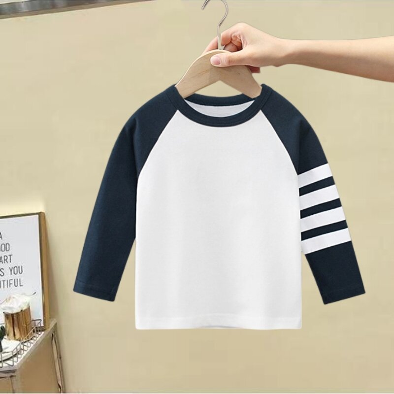 Quần áo trẻ em thương hiệu 27kids, áo phông dài tay 2023 cotton trẻ em mẫu mới mùa thu, áo mặc trong, quần áo trẻ em