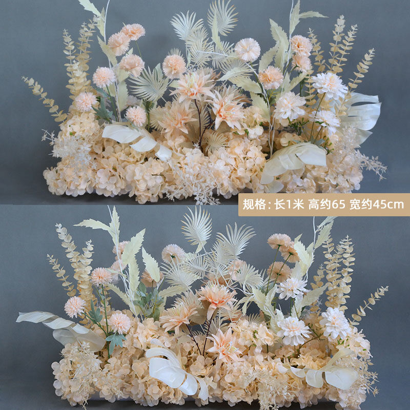 New Wedding Finished Flower Row Peony Flower Row Decoration Decorative Flowers Road Lead Flower Artificial Flower Hotel Flower Wall T Stage Props
