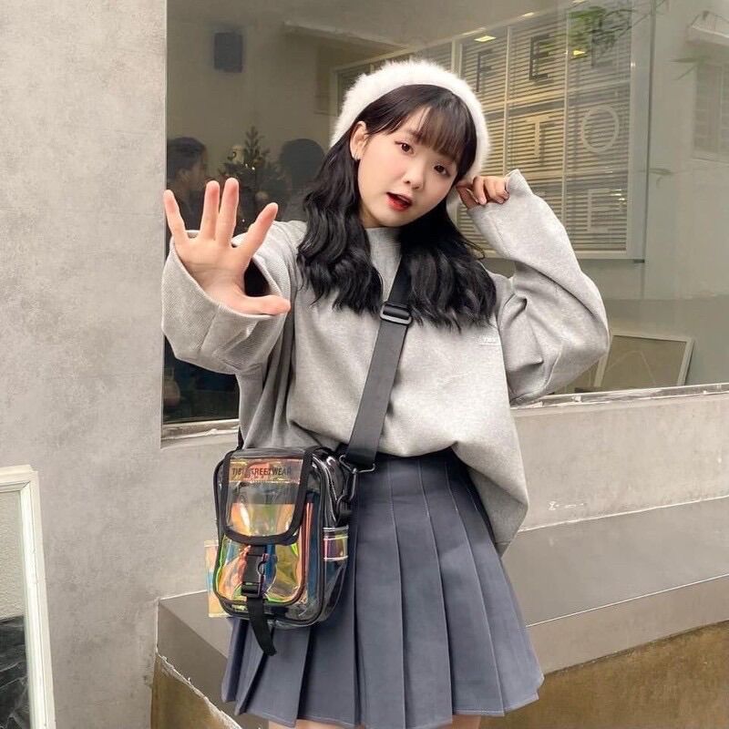 Túi chéo hologram streetwear,túi chéo da bóng,túi chéo trong suốt