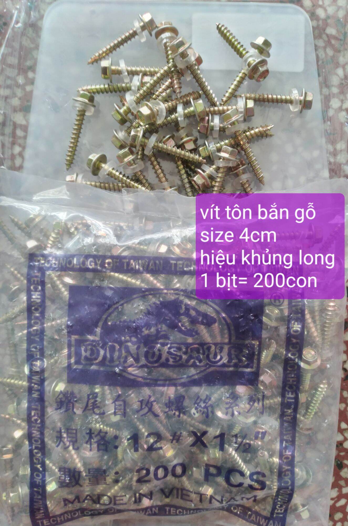 vít bắn tôn sắt và gỗ size 4cm hiệu khủng long