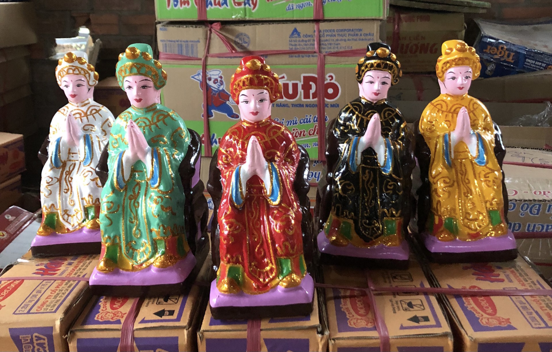 Tượng 5 mẹ ngủ hành cao 28cm _ đất nung