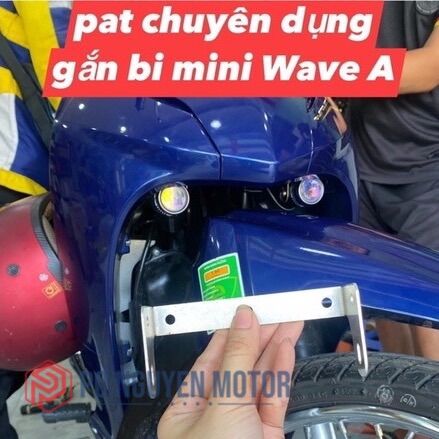 Pát inox lắp trợ sáng bi mini cho Wave A 110