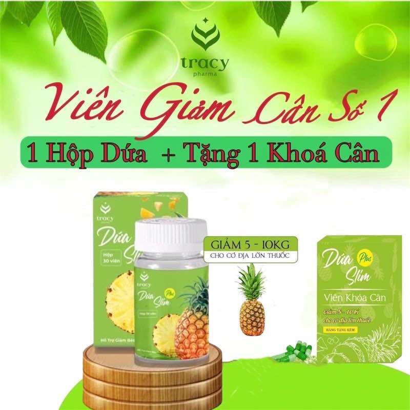 Giảm Cân CẤP TỐC Dứa Slim Plus + Tặng Kèm Khoá Cân