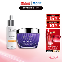 Combo Kem Dưỡng Ban Ngày OLAY Luminous Niacinamide VITAMIN C Giúp Mờ Vết Thâm, Đốm Nâu, Dưỡng Sáng Da Hũ 50G + Serum OLAY RETINOL24 Giúp Giữ Nét Tươi Trẻ Cho Da & Mờ Nếp Nhăn Chai 30ML