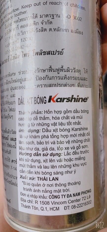 Dầu xịt bóng da gỗ Karshine