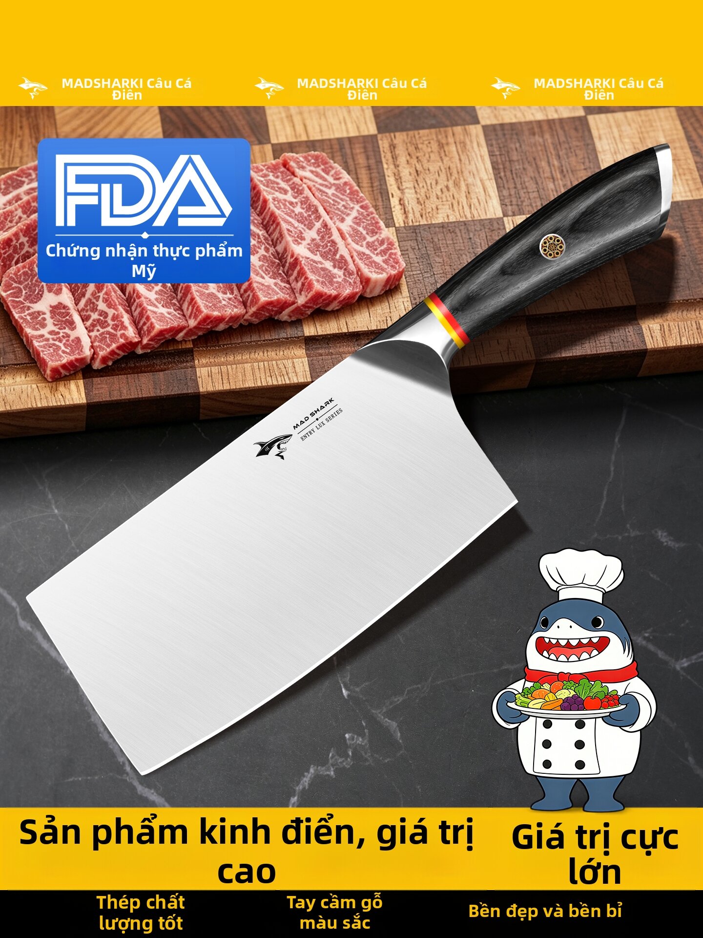Mad Shark | Sharp Forge Hammered for Professional Use Chef's Knife