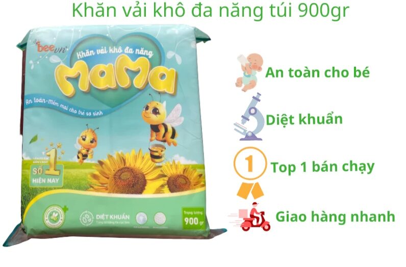 Combo 3 bịch khăn vải khô đa năng mama 900 gram (Hàng chính hãng)