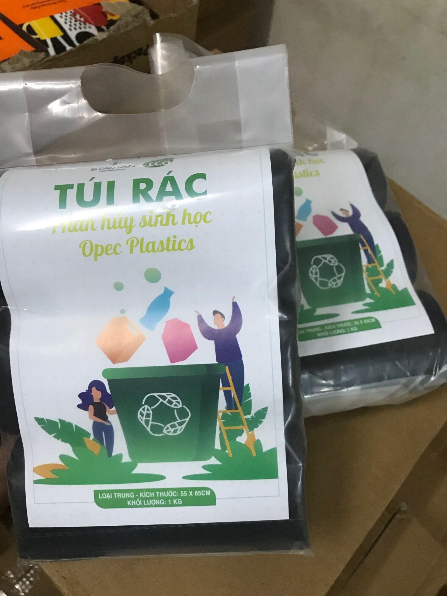 Combo 2 set túi rác tự phân huỷ Green Eco các size