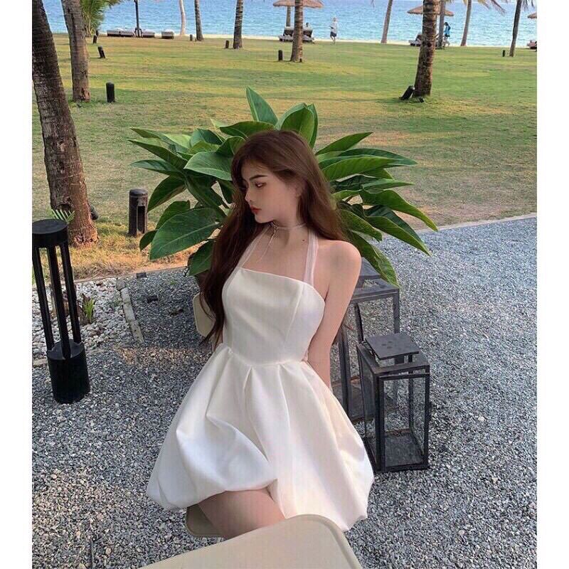 Đầm Trắng Công Chúa Thắt Nơ Lưng