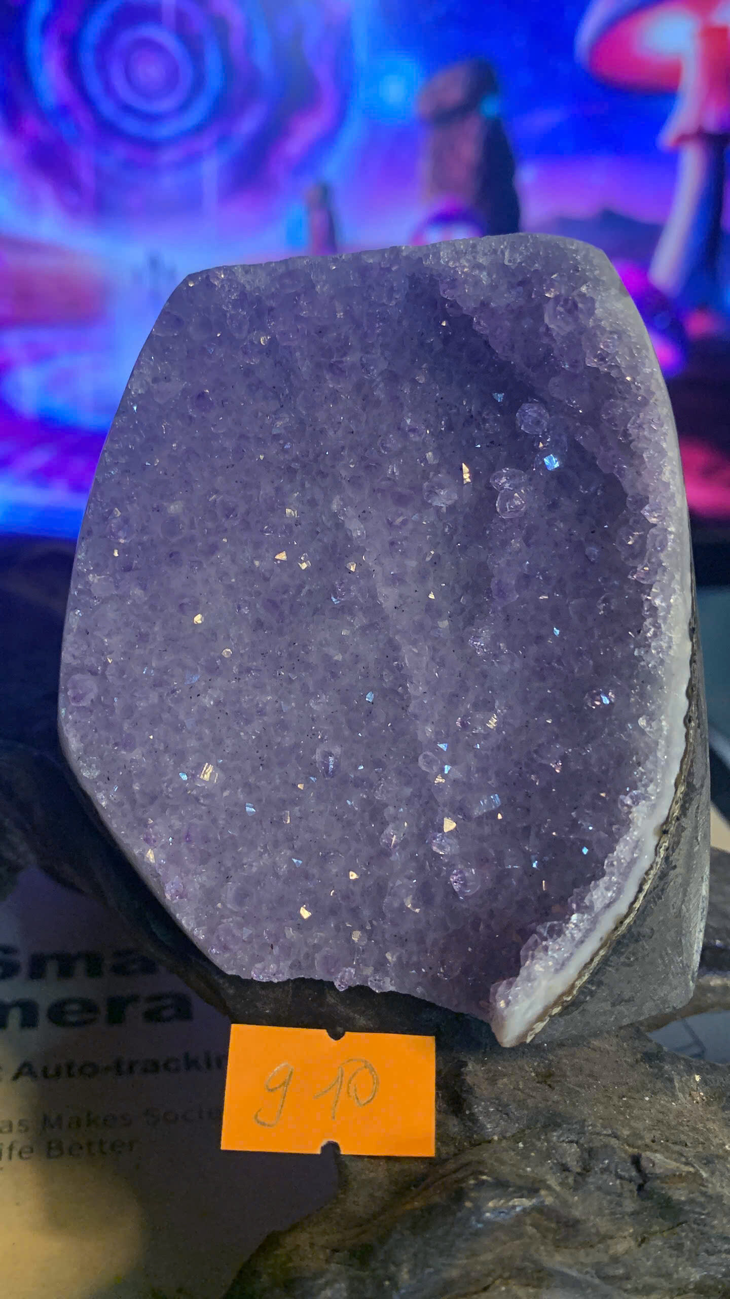 Hoa đá thạch anh tím tán sắc Uruguay Rainbow Aura Amethyst tự nhiên Vip AAA năng lượng luân xa 910