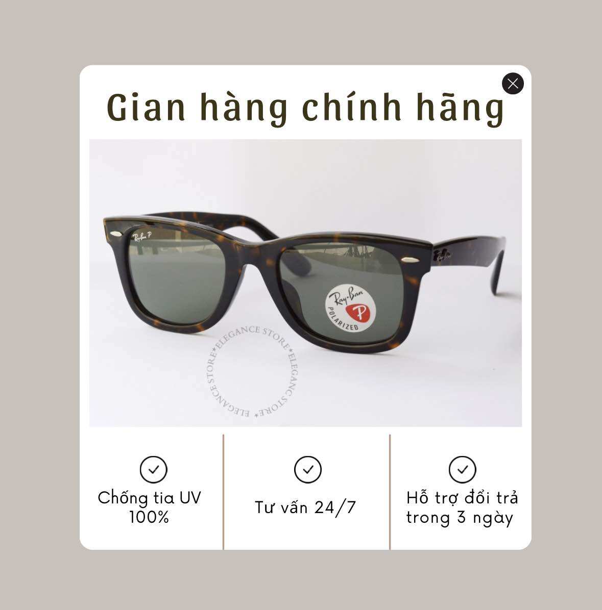 Cam kết chính hãng kính mát unisex rayban rb2140f 902/58