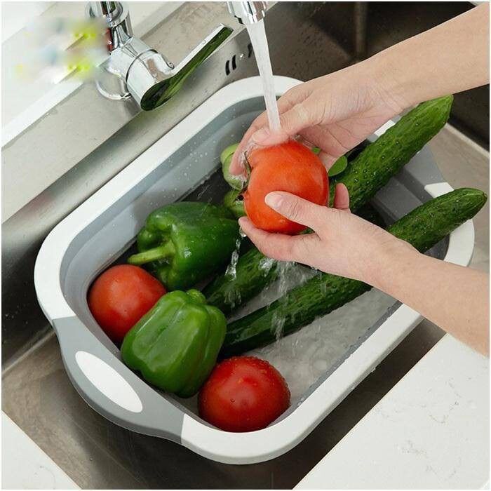 Thớt Kèm Chậu Gấp Gọn Đa Năng dụng cụ nhà bếp 3 trong 1 - Thớt Kiêm Rổ, Chậu, Thau Rửa Rau, Hoa Quả Siêu Tiện Dụng Thớt Nhựa Đa Năng Kiêm Chậu Rửa,Rổ Đa Năng,Thớt Siêu Tiện Dụng Không có đánh giá