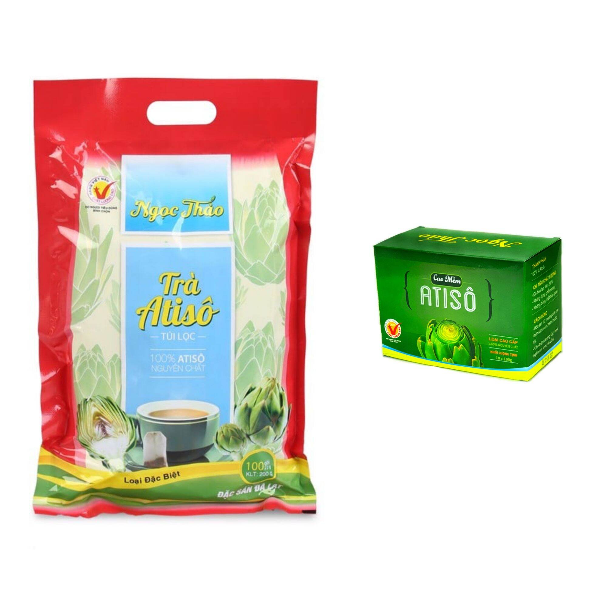 Combo ngọc thảo 1 (1 gói trà atiso túi lọc đặc biệt dạng + 1 hộp cao atiso 100g)
