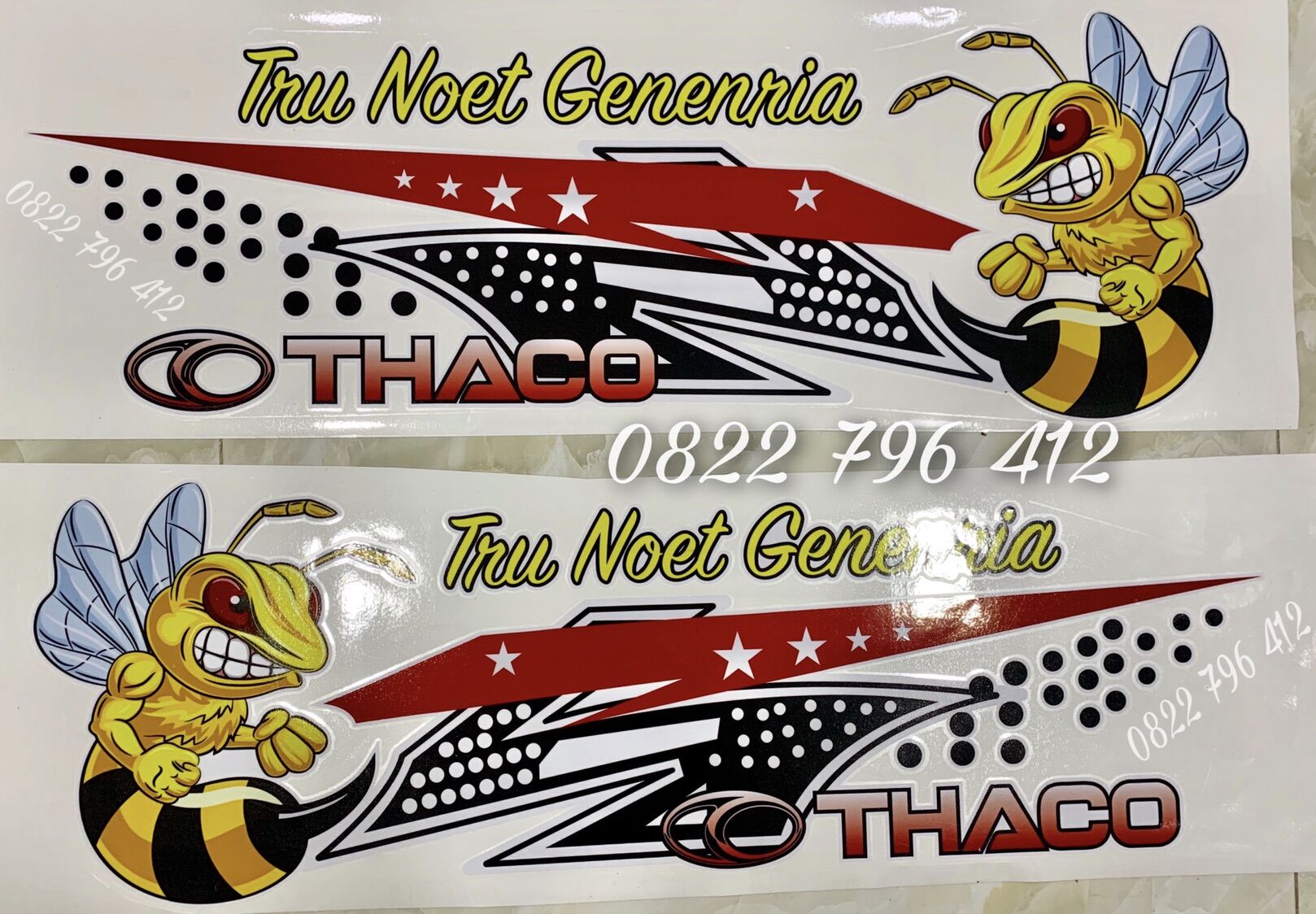 Tem dán cửa xe tải Thaco mẫu mới độc lạ. Tem ong dán cửa xe tải Thaco theo hãng xe.