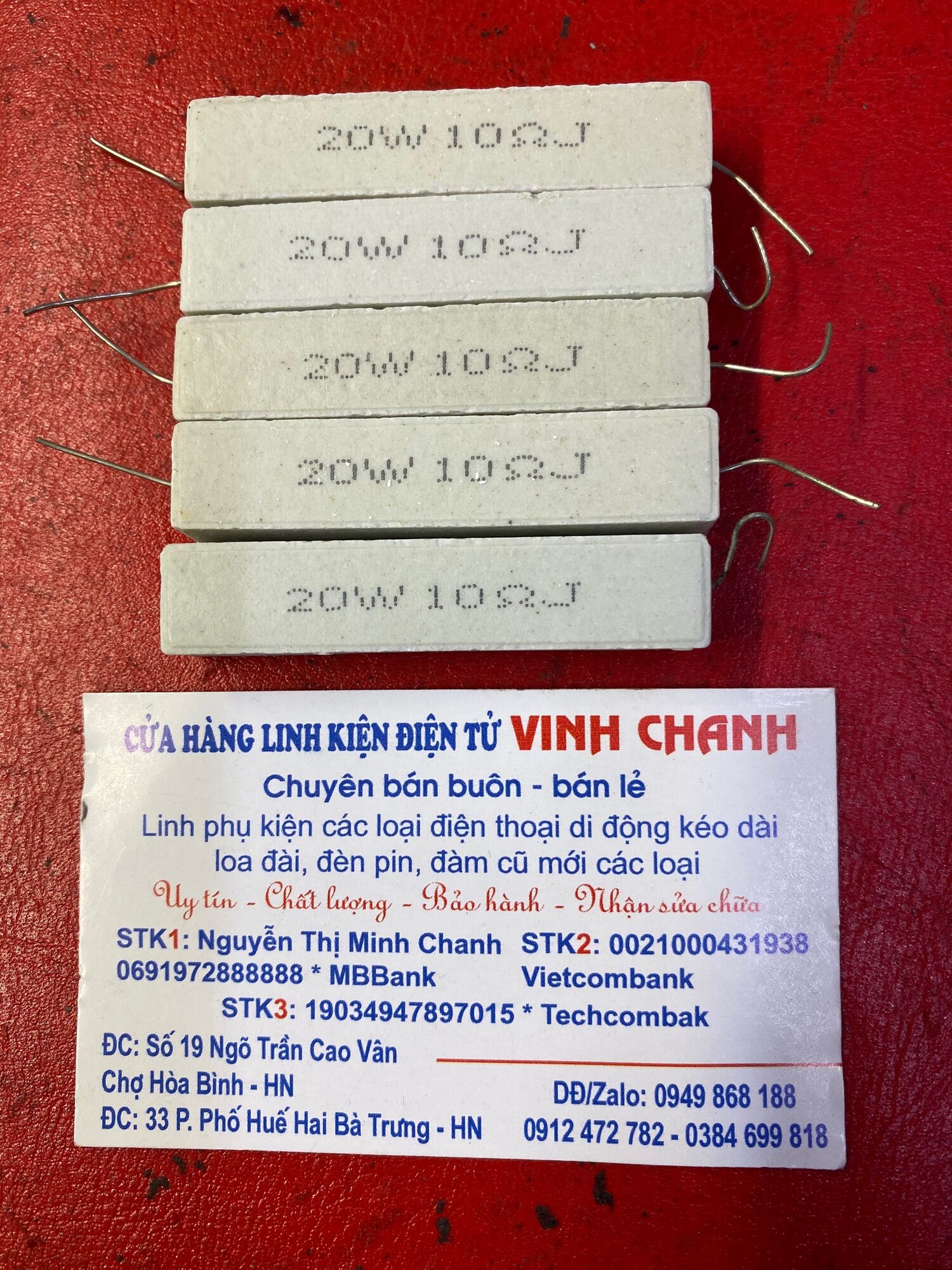 5 con trở sứ Côngsuất 20w 10ohm