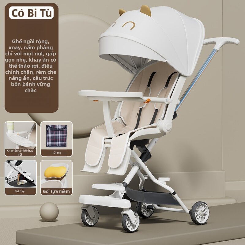 Portable Adjustable Reclining Shade Baby Stroller Bi-directional - 3