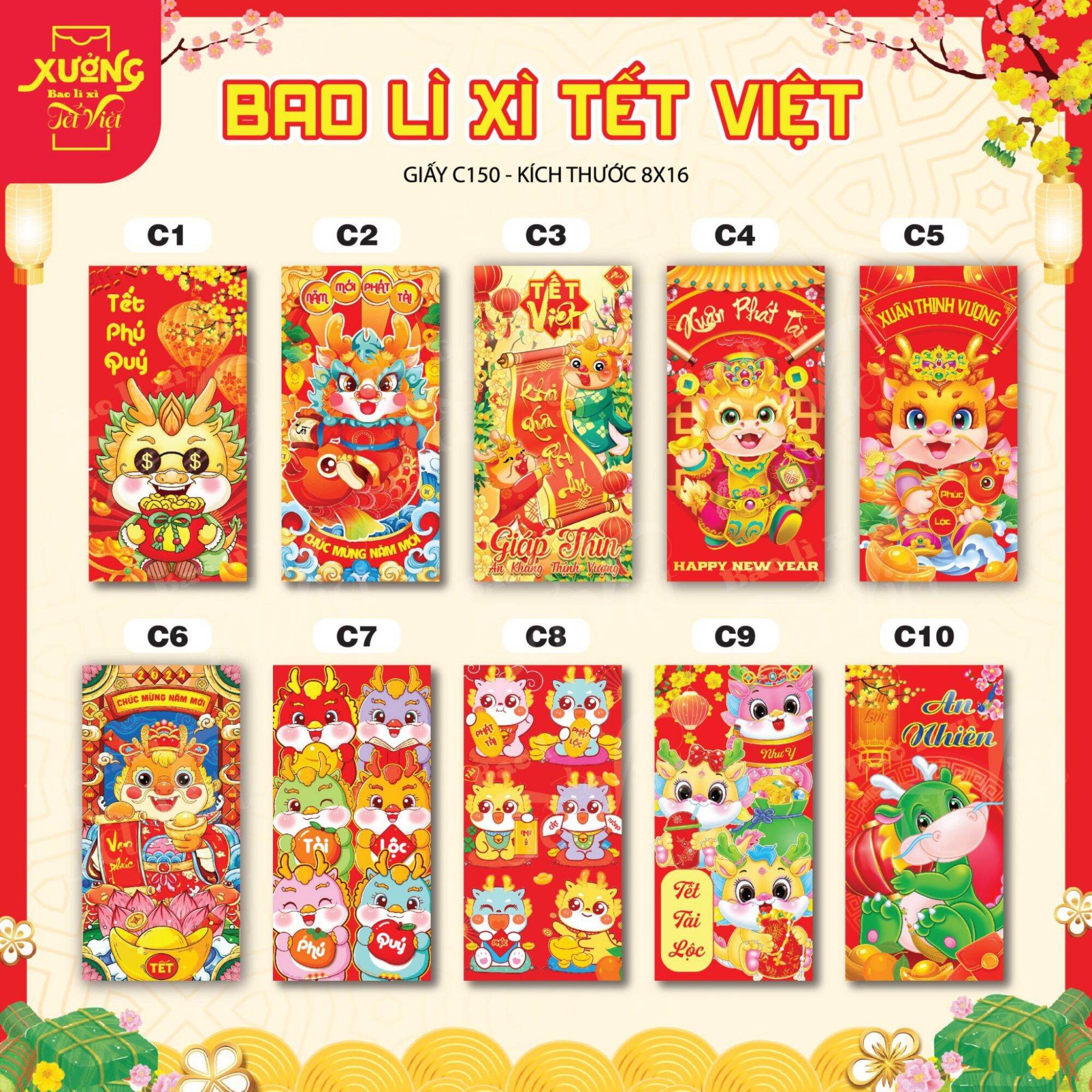 Combo 1000 bao lì xì tết 2024 giá sỉ