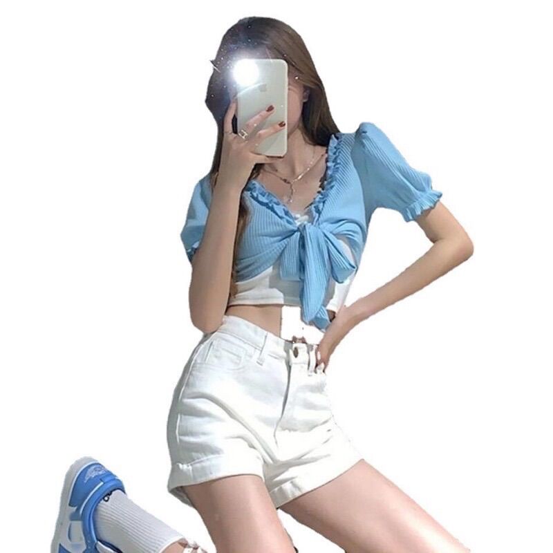 Áo thun gân cột trước xinh a3