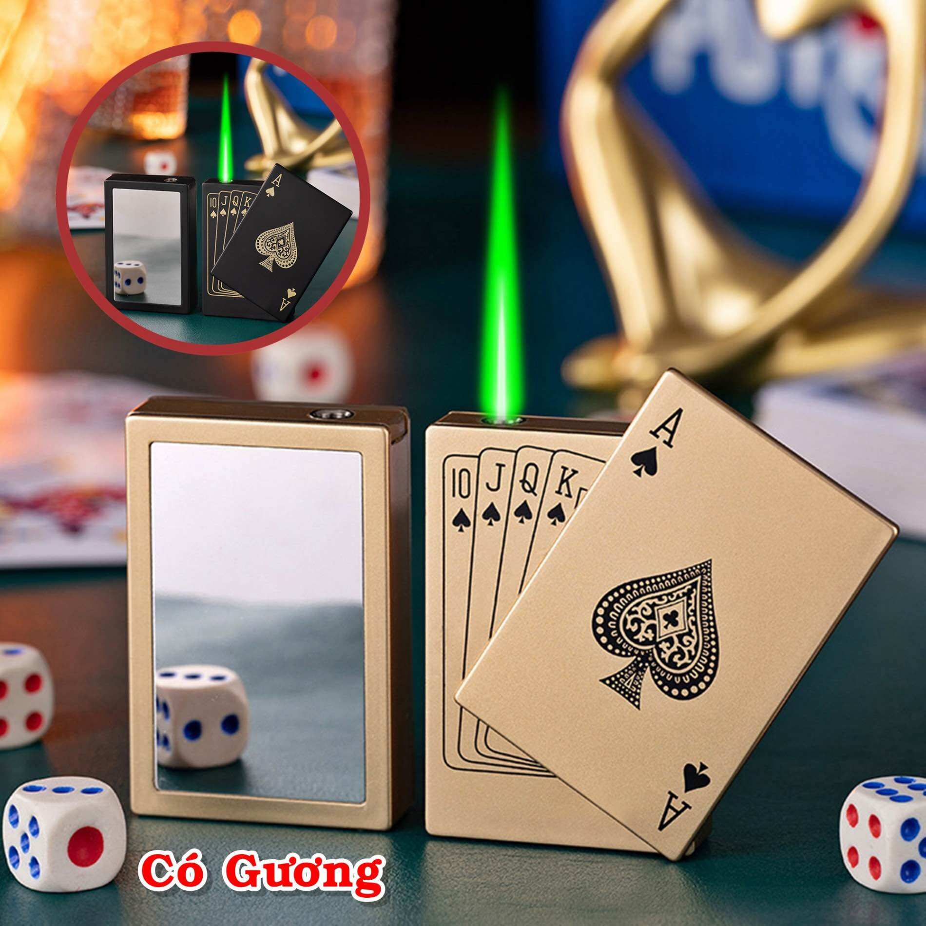 [Hcm] Card-Shaped Gas Lighter – with Mirror, Flashing Led Light, Strong Flame