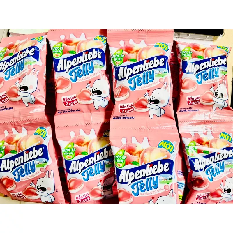 Combo 4 gói Kẹo dẻo Alpenliebe Jelly Hồng đào ngọt ngào là sản phẩm mới