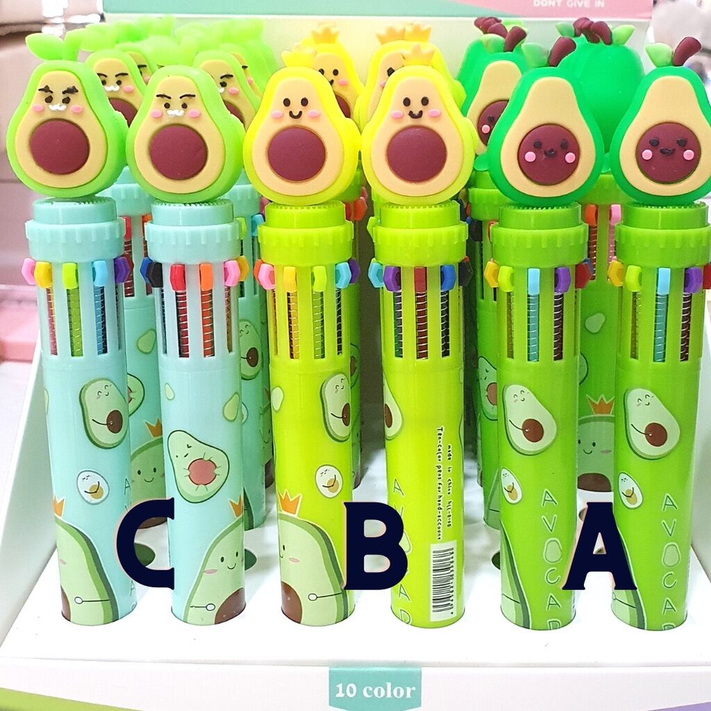 Bút bi 10 màu hình quả bơ cute