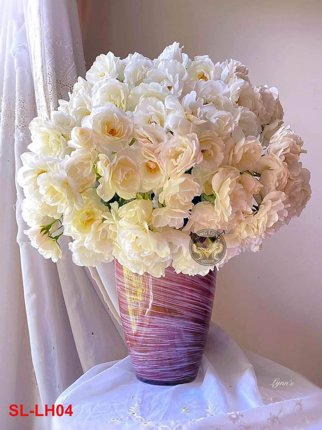 TRANH DÁN TƯỜNG 3D LỌ HOA ĐẸP H04 - TRANH HOA HỒNG TRẮNG ĐẸP - YAN SHOP