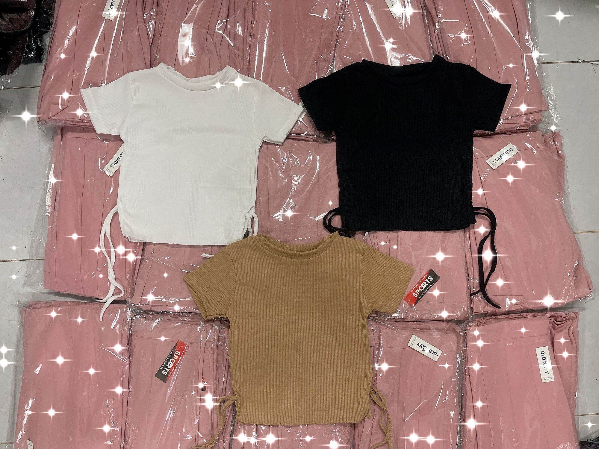 Áo kiểu croptop cột dây eo xẻ 2 bên