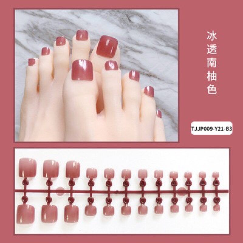Bộ 24 móng chân giả trơn nhiều màu SLL