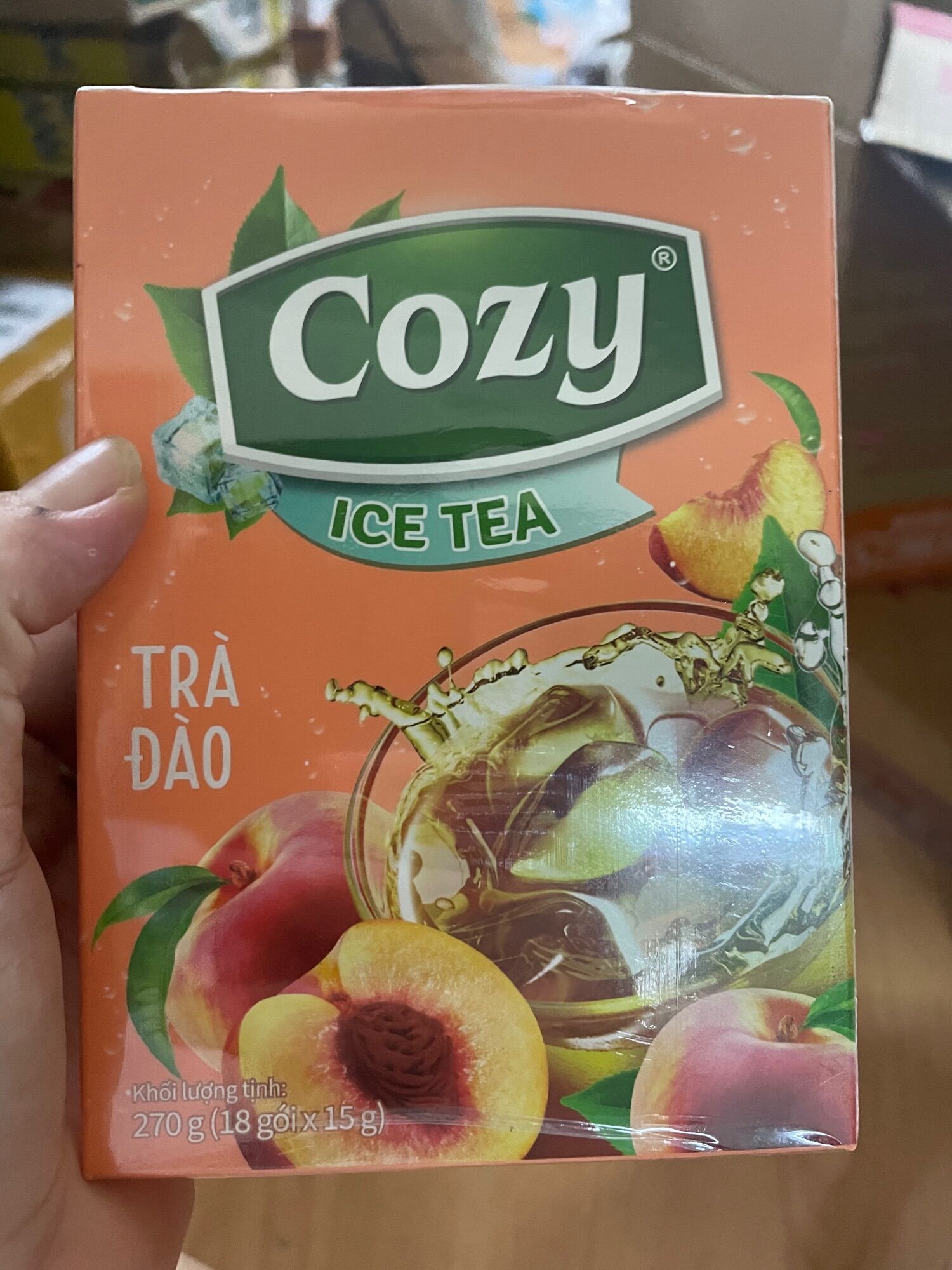 Hộp 18 Gói 15g Trà Đào Hoà Tan COZY
