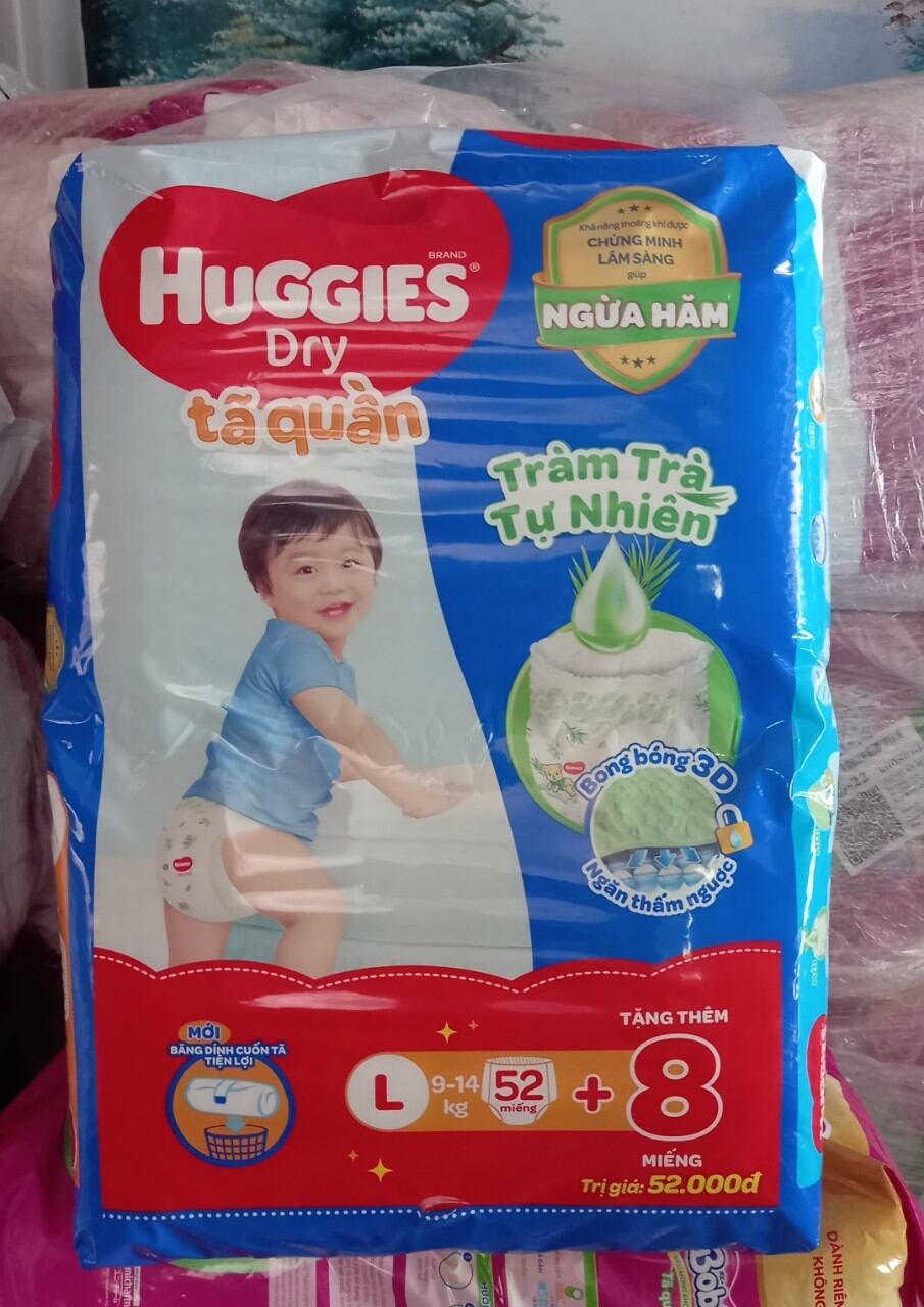 Huggies tả quần size l 52 miếng tặng thêm 8 miếng