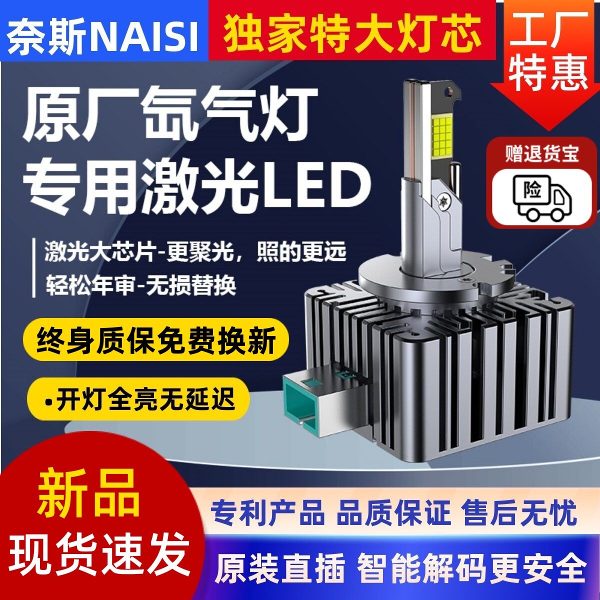 Nandes D3S LED Headlight Ultra Bright Car Lamp Bulb D1S D2S D4S D5S D8S Lens Xenon Light Far near Li