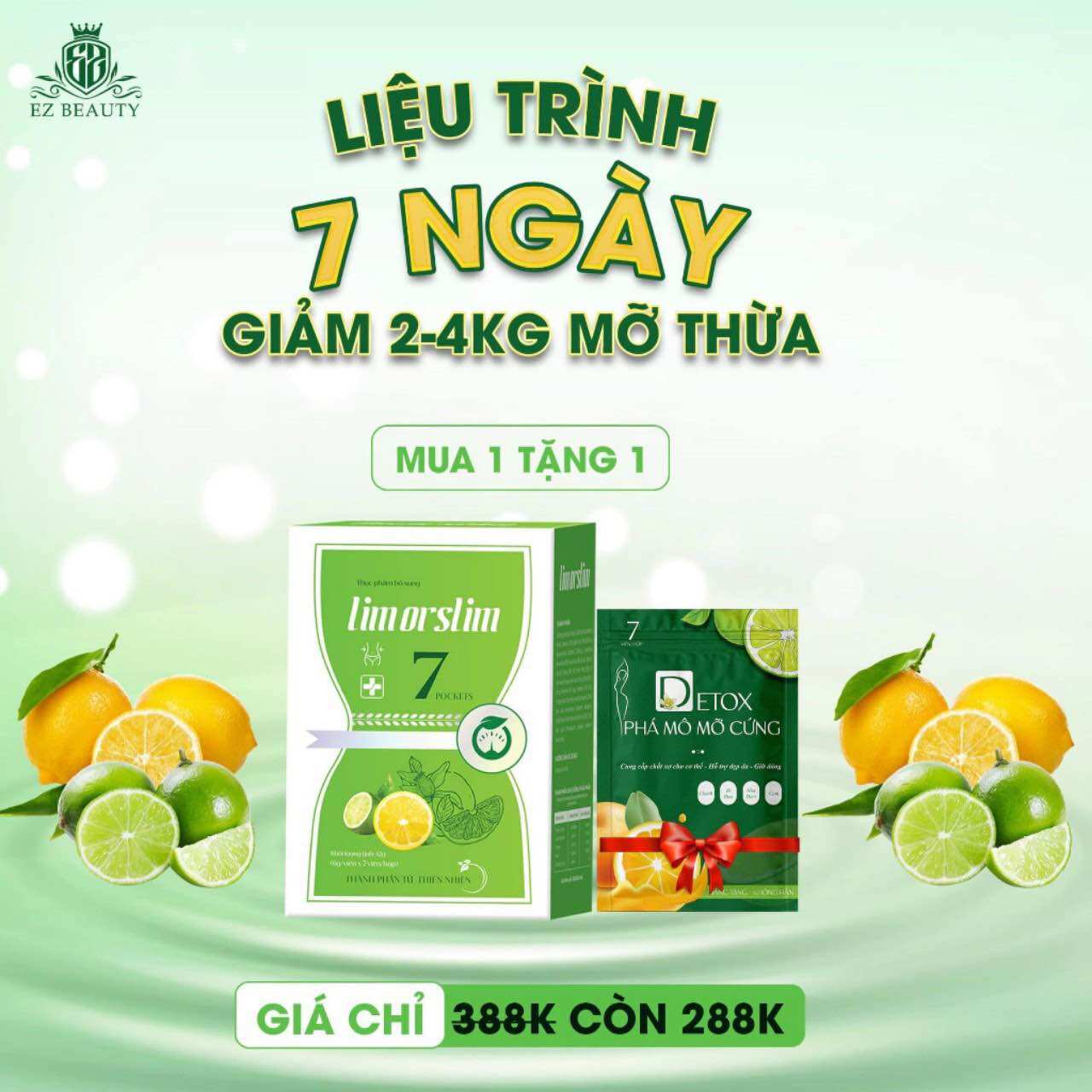 Kẹo chanh giảm cân limor slim hộp 7 viên mẫu mới tặng gói detox chanh cam