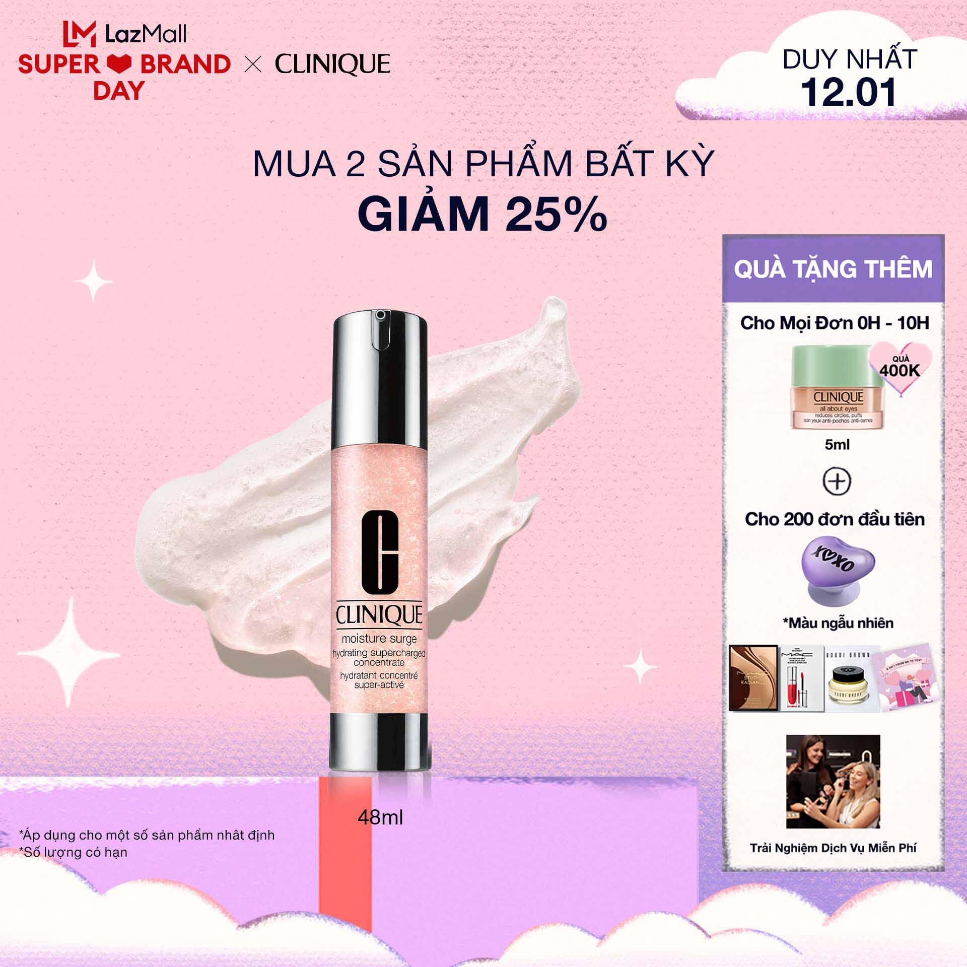 [12.1 VOUCHER ĐẾN 100K + TRỢ GIÁ ĐẾN 60K]Tinh chất dưỡng ẩm chuyên sâu giảm giúp căng mọng nước giảm tiết dầu nhờn Clinique Moisture Surge Hydrating Supercharged Concentrate 48ml