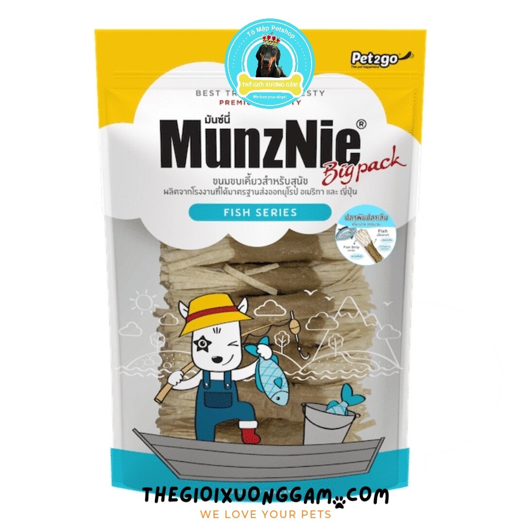 Munznie khô cá cuộn sợi cá snack cho chó