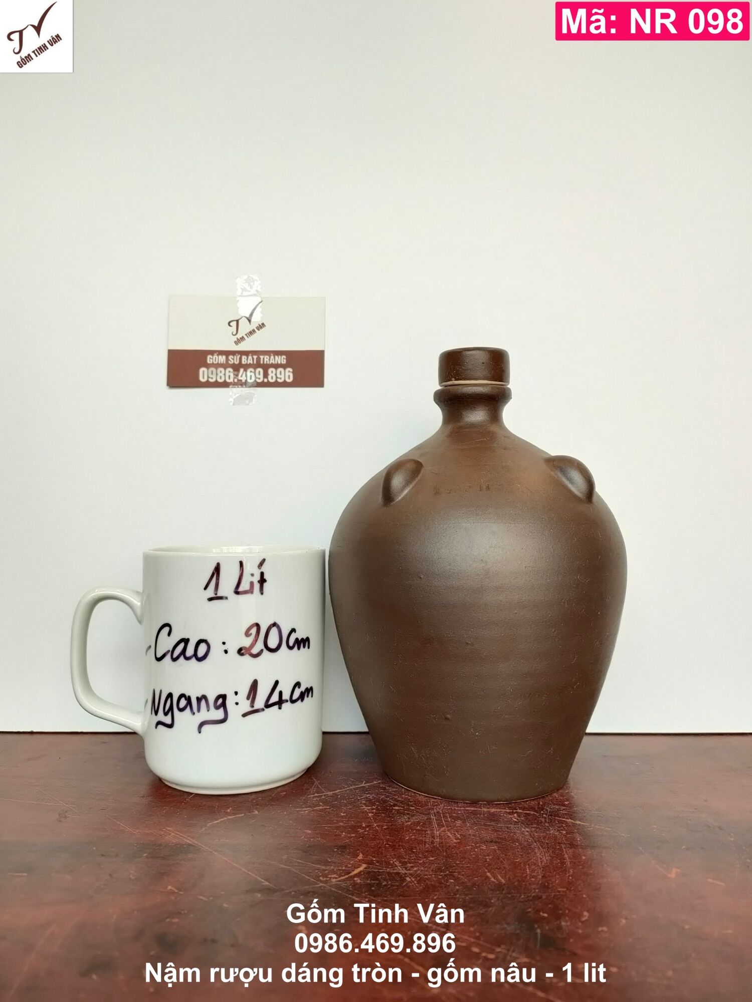 Bình đựng rượu, mã S-N100, gốm bát tràng, hồ lô