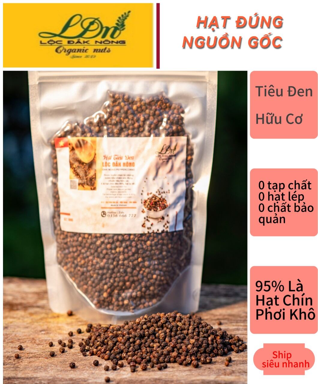 Hạt tiêu đen nhà trồng gói 500g, xuất xứ đắk song đăk nông