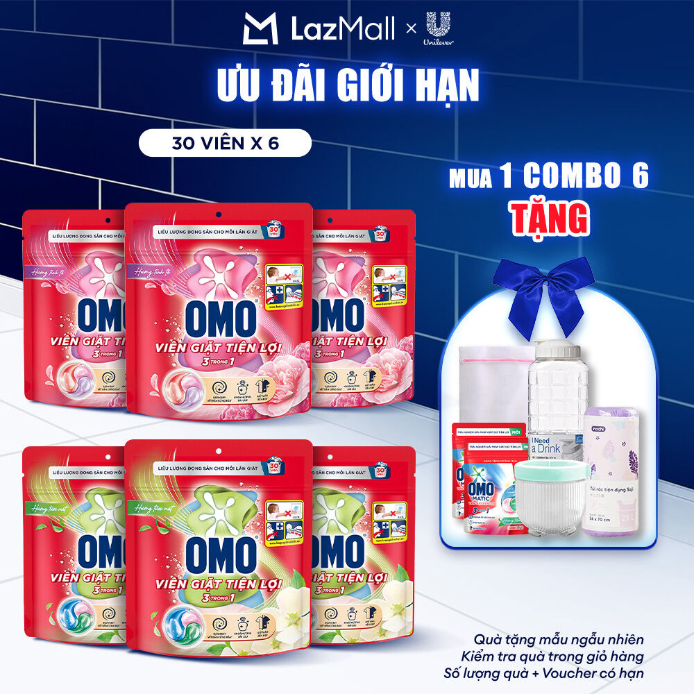  Combo 6 10 túi viên giặt tiện lợi OMO 3 trong 1  30-50 viên túi   bao bì tùy lô nhập hàng  