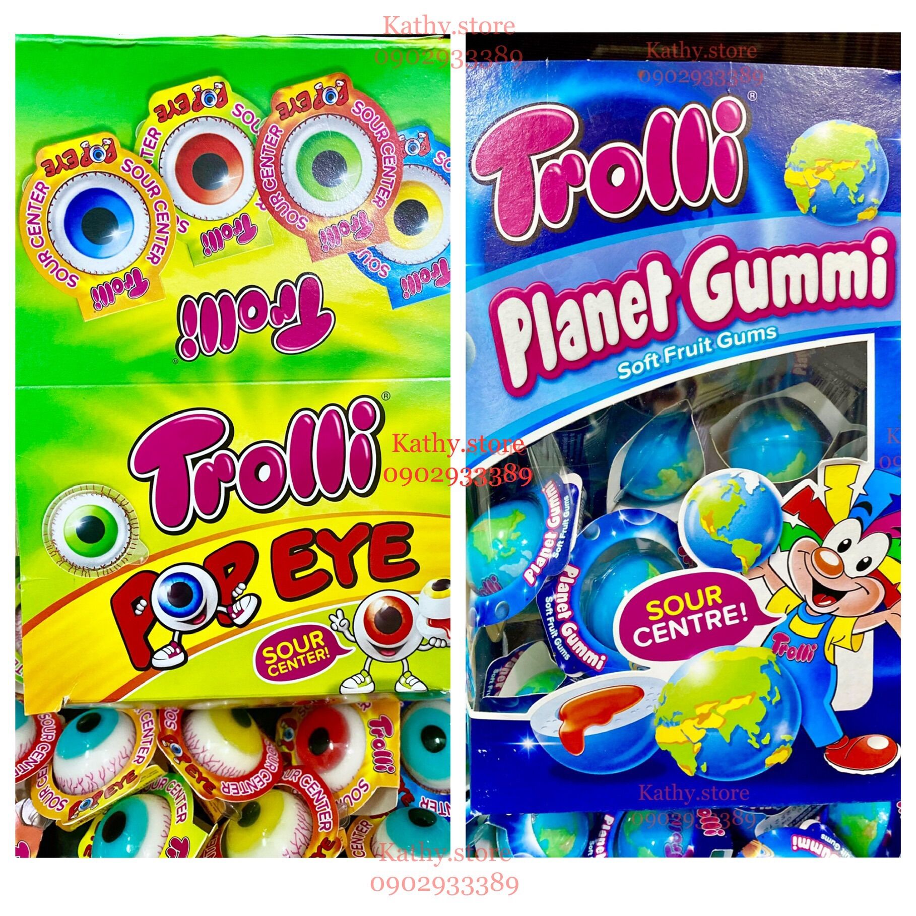 👁🌎[Chính hãng Đức] Kẹo Dẻo Trolli Con Mắt & quả Đất Có Nhân