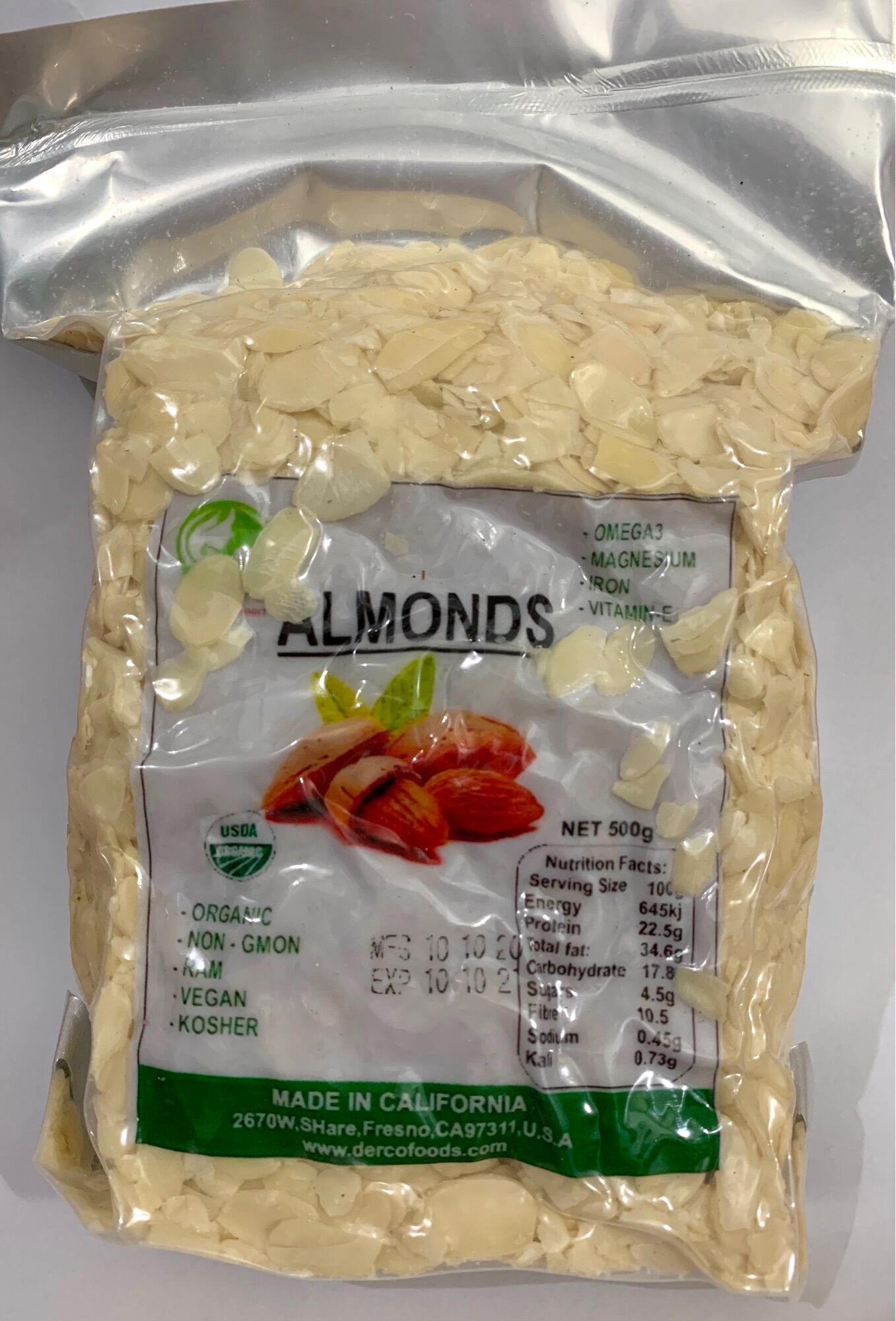 1kg hạnh nhân Mỹ thái lát làm bánh