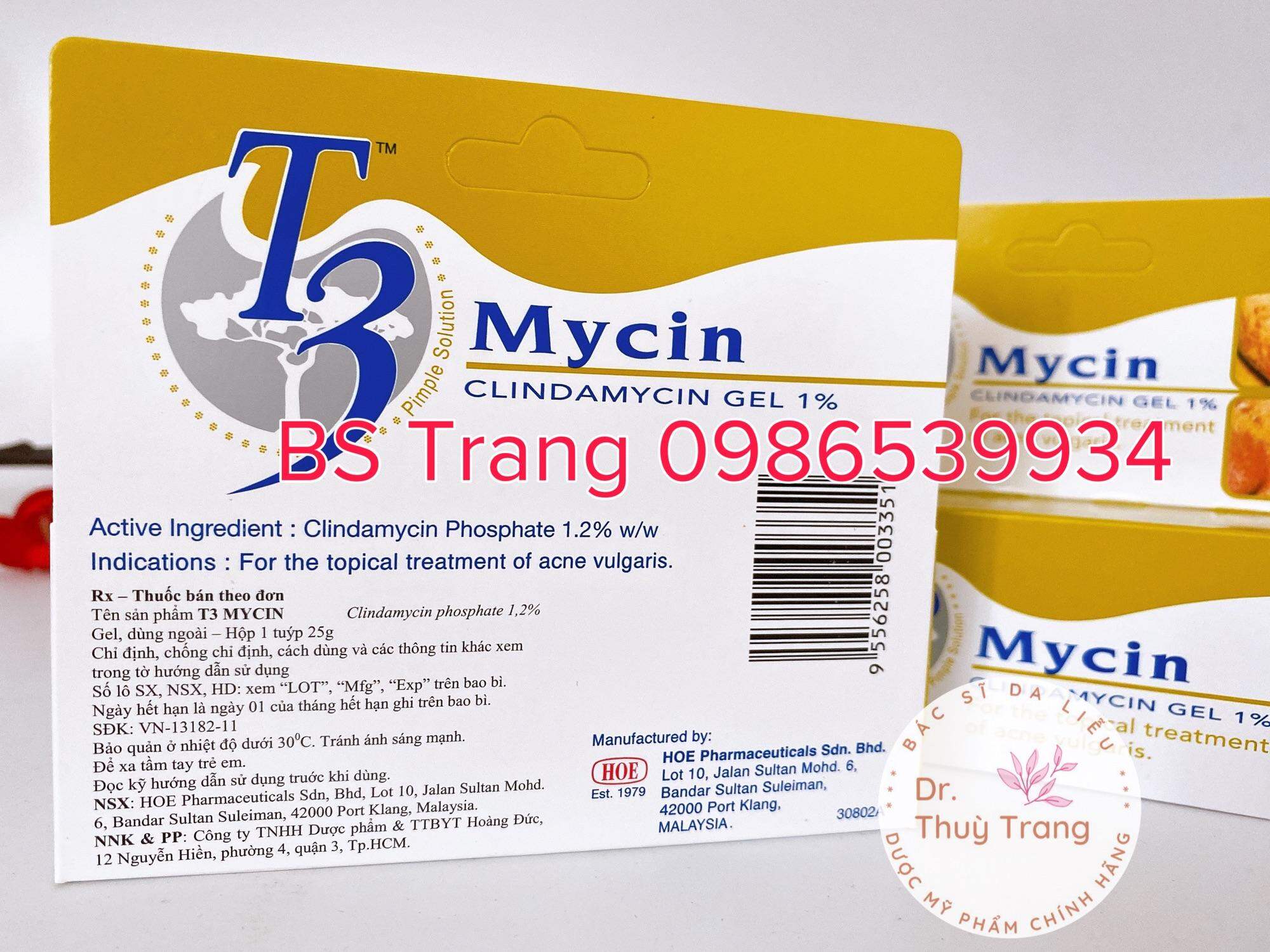gel chấm mụn T3 Mycin giảm mụn viêm mụn bọc mụn mủ 25g