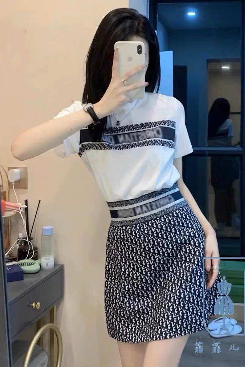 Set áo phông chân váy dáng A, set công sở, di o