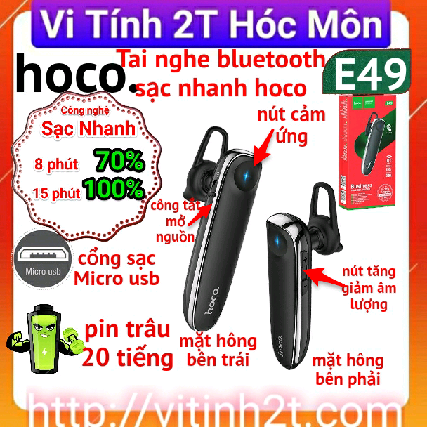 Tai nghe Bluetooth Hoco E49 Chính Hãng pin trâu bò 20h