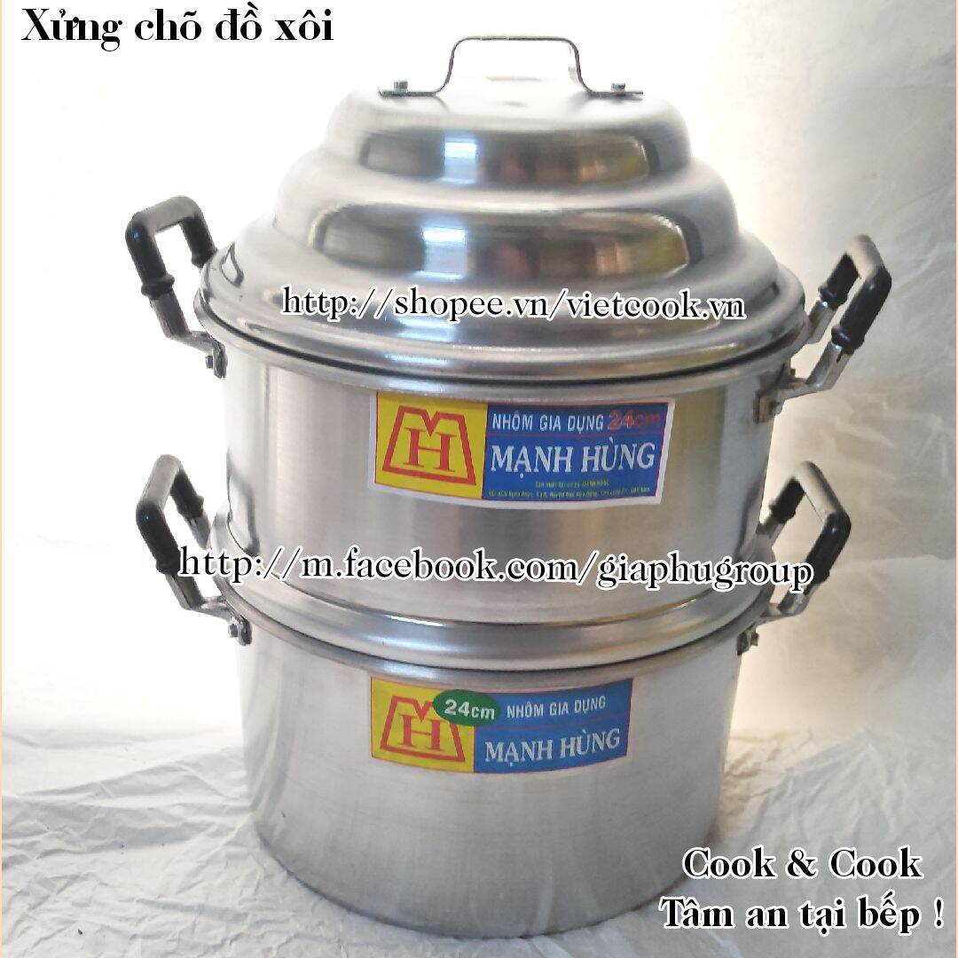 Xửng hấp chõ đồ xôi 1 kg, 2 kg gạo nhôm mạnh hùng nấu được 1, 2 cân gạo size 20, 22, 24 cm