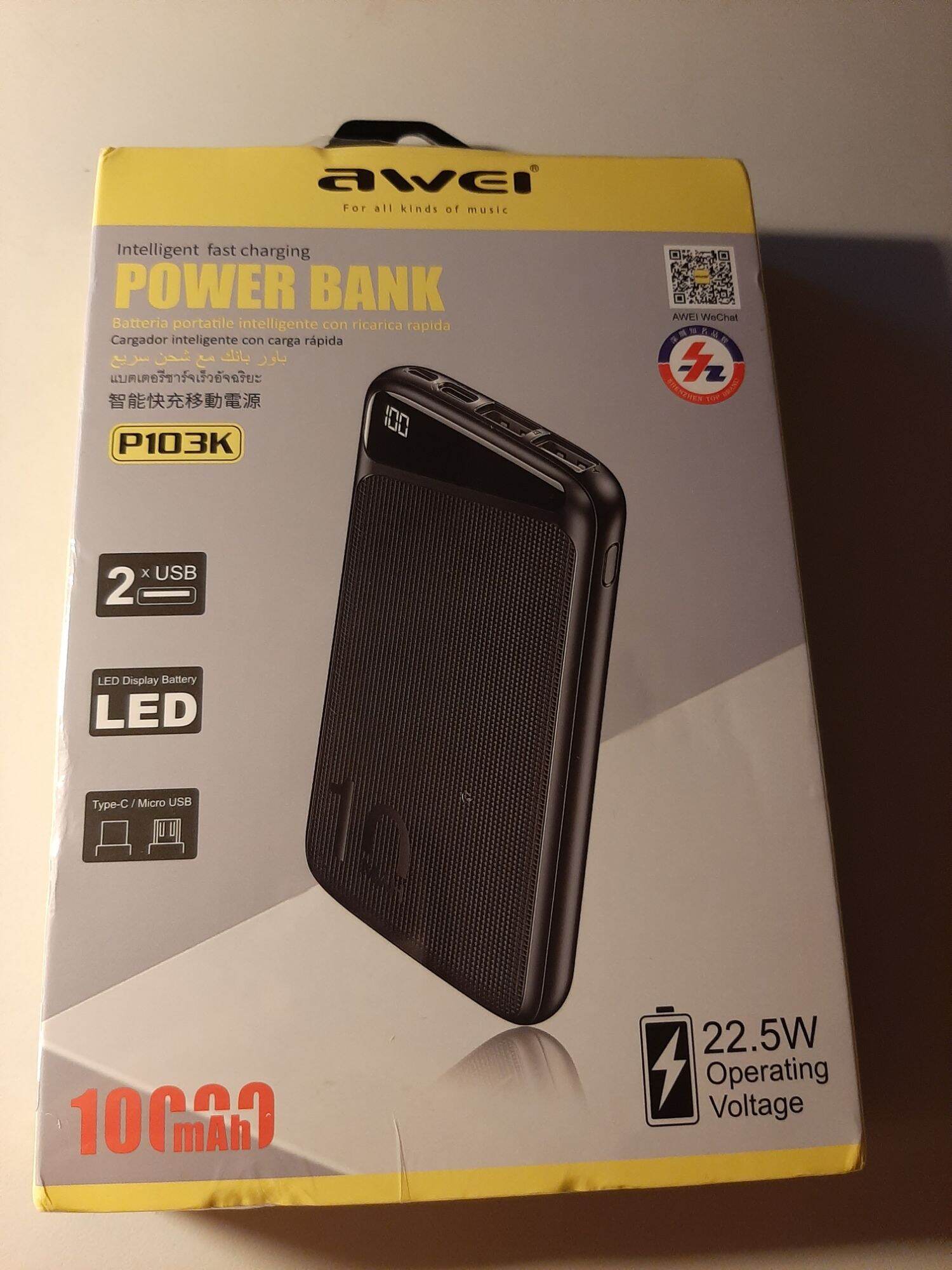 Combo sạc dự phòng awei p103k+p117k 22.5w 10000
