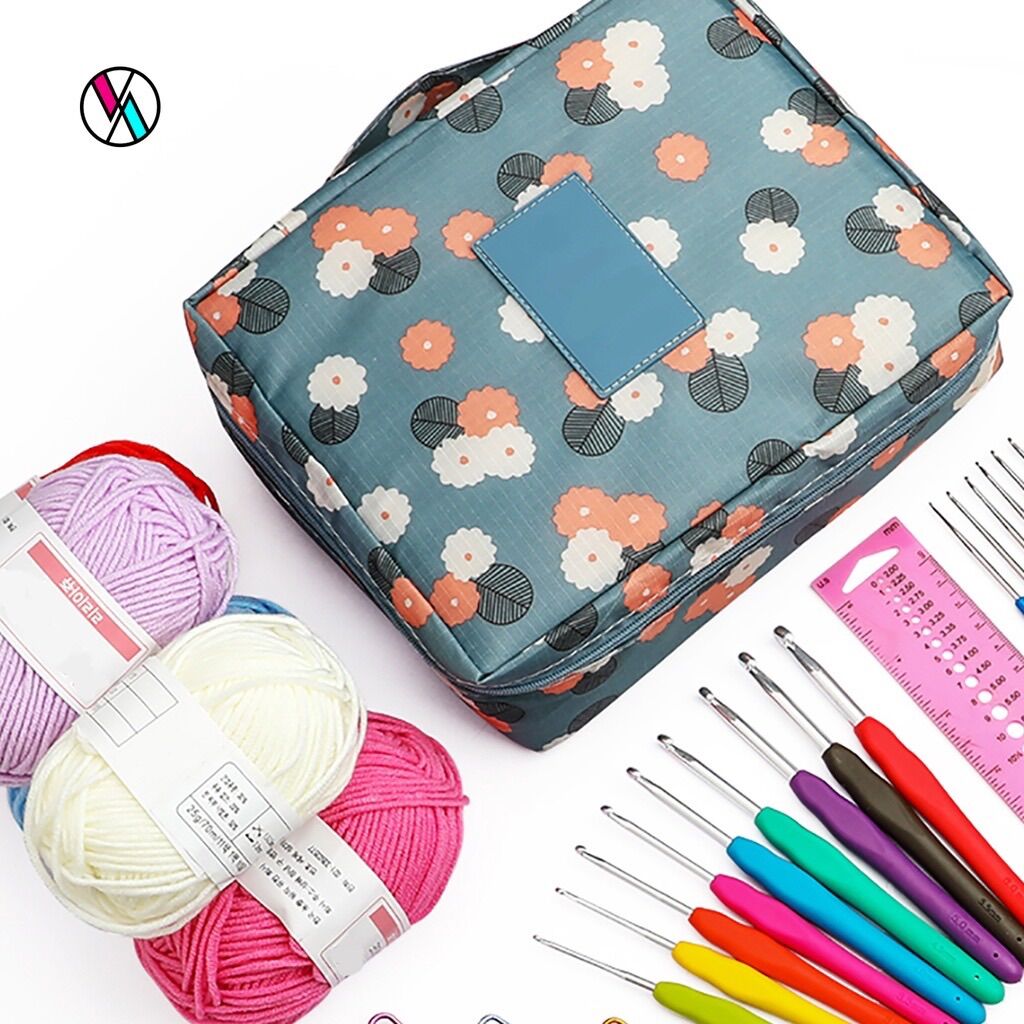 Combo dụng cụ móc len và 5 cuộn len