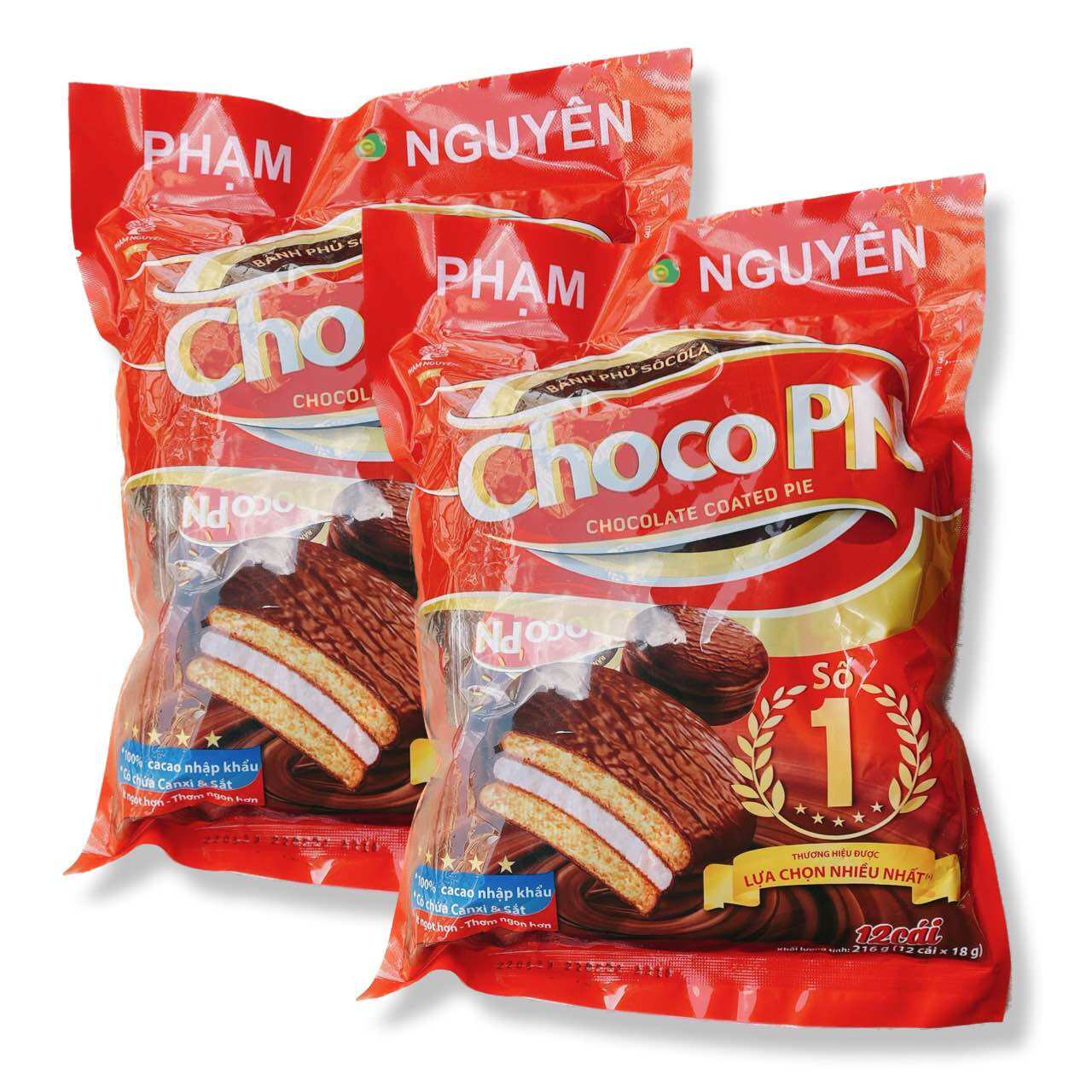 [ ĂN LÀ GHIỀN - GIÁ DÙNG THỬ] Combo 02 Bịch (mỗi bịch 12 cái ) Bánh Chocopie Phạm Nguyên Asoco truyền thống xuất khẩu Thái Lan (Date mới: 12 tháng) có lựa chọn số lượng khi thanh toán.